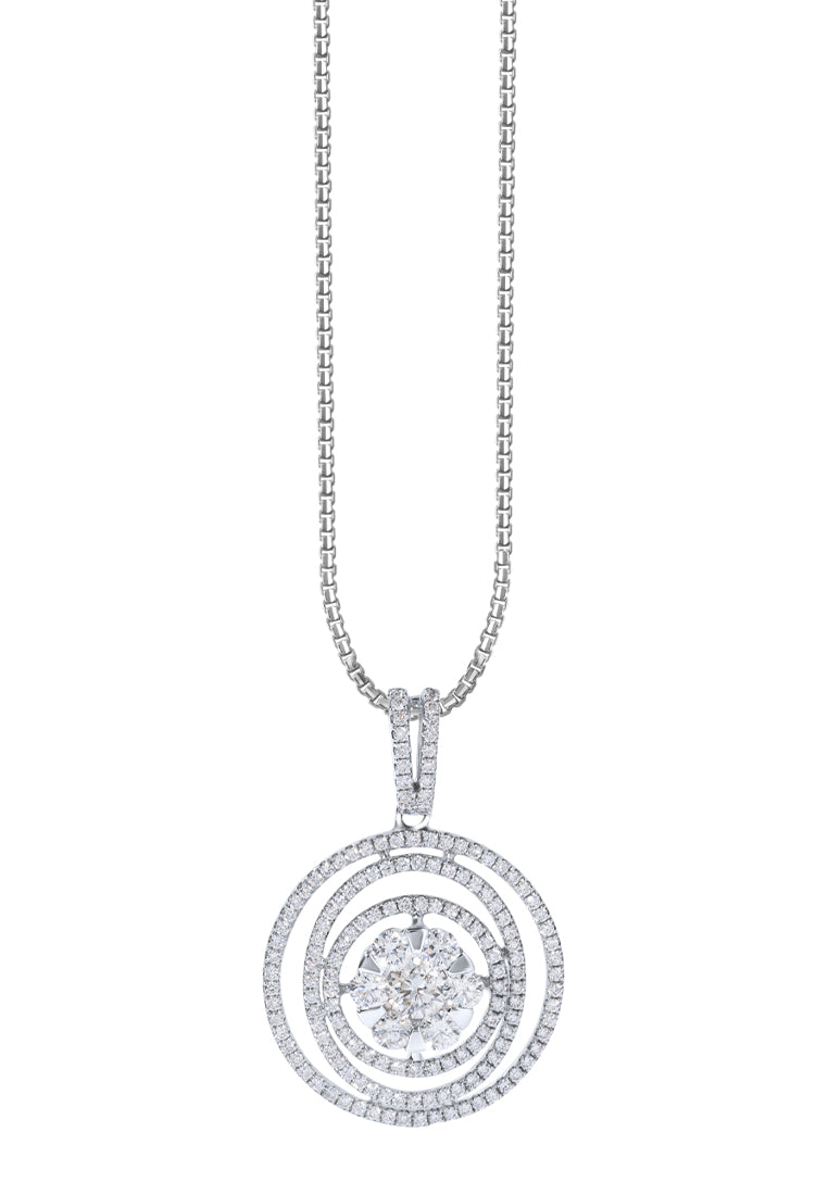 TOMEI Diamond Pendant, White Gold 750