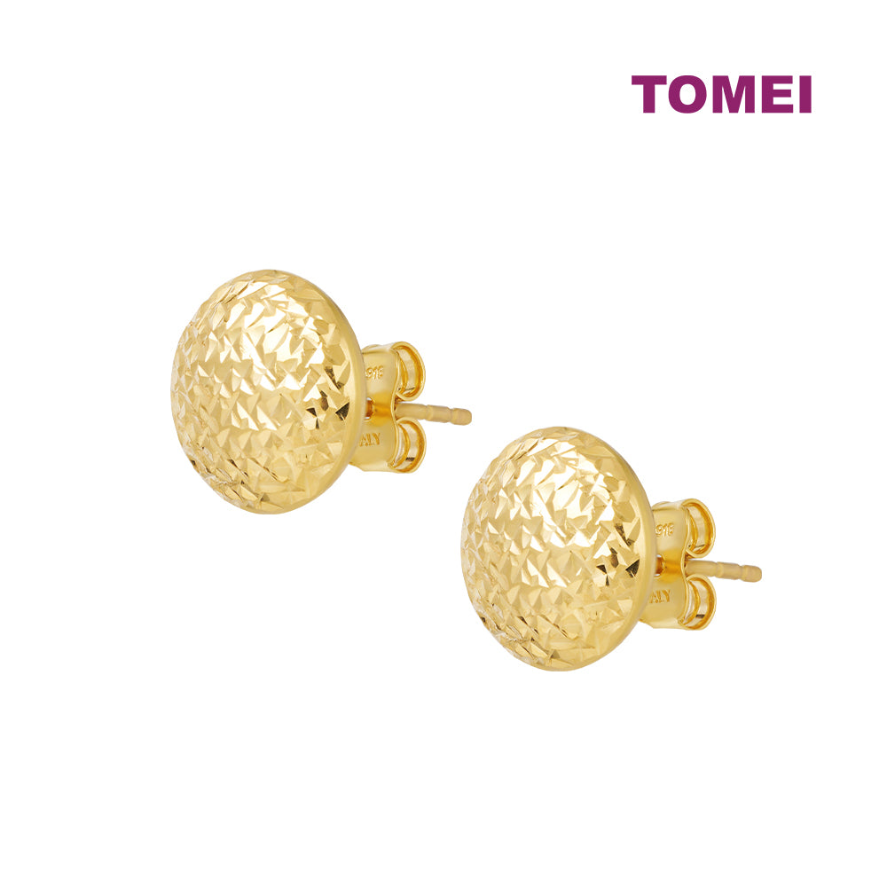 TOMEI Lusso Italia Laser Cut Button Earrings, Yellow Gold 916