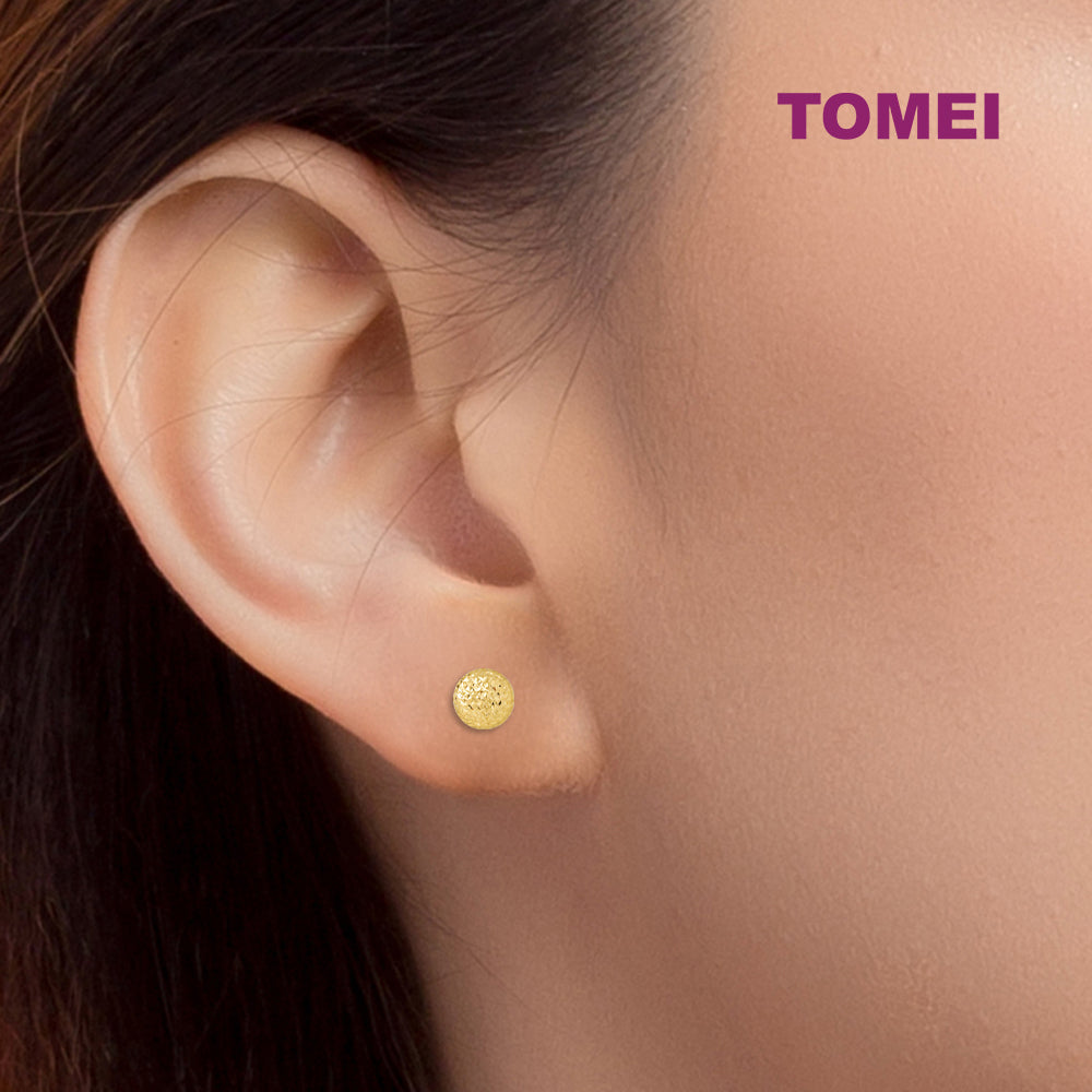 TOMEI Lusso Italia Laser Cut Button Earrings, Yellow Gold 916