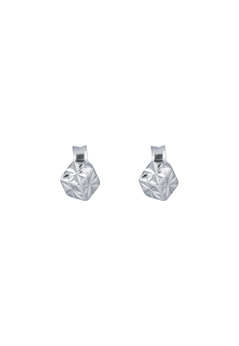 TOMEI Laser Cut Dice Earrings, White Gold 585