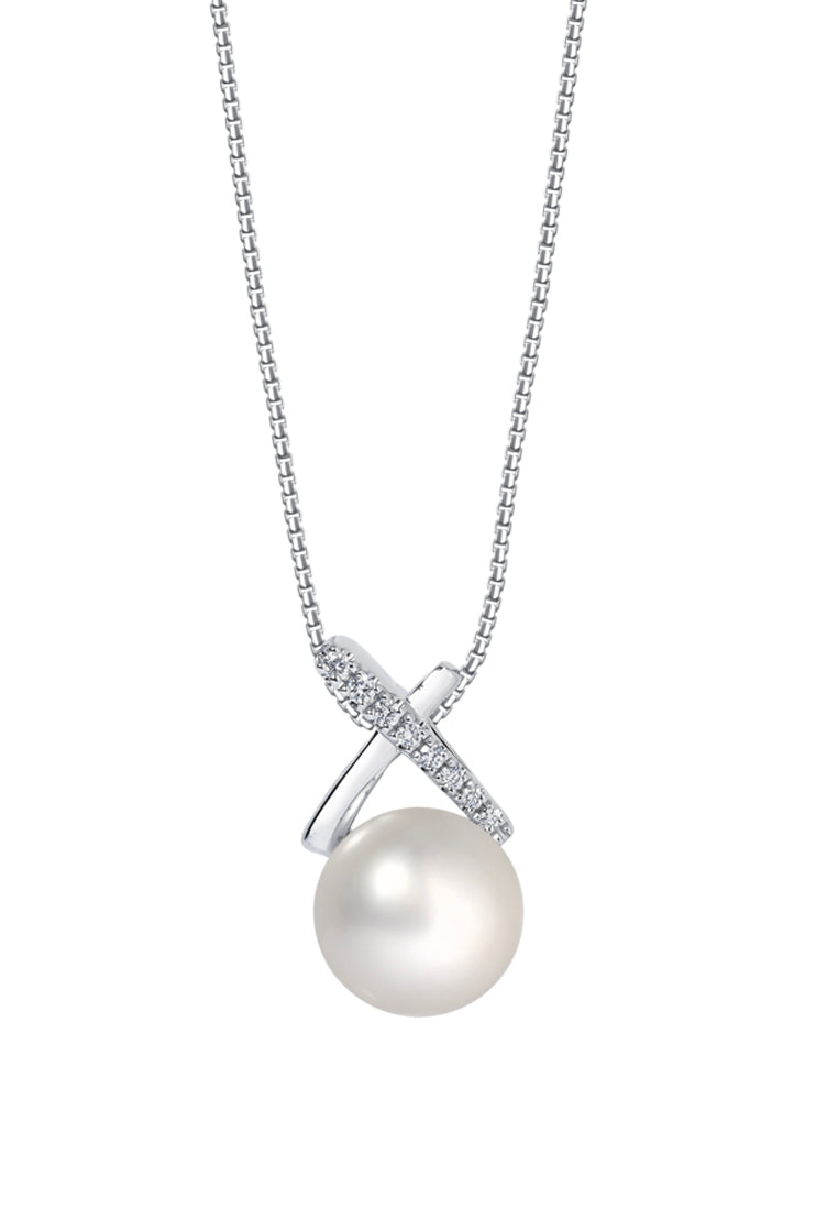 TOMEI Pearl Pendant Set, White Gold 585