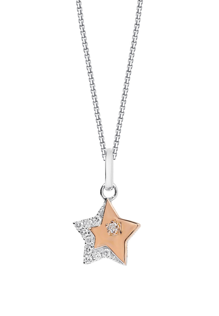TOMEI Starlight Symphony Diamond Pendant Set, White+Rose Gold 585