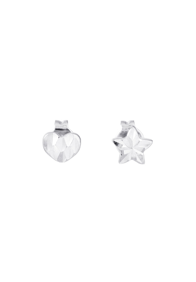 TOMEI Love & Star Earrings, White Gold 585
