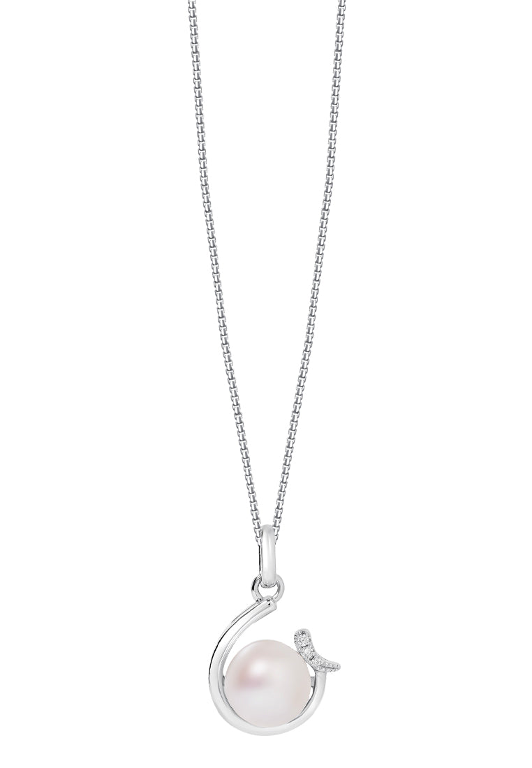 TOMEI Pearl Pendant Set, White Gold 585