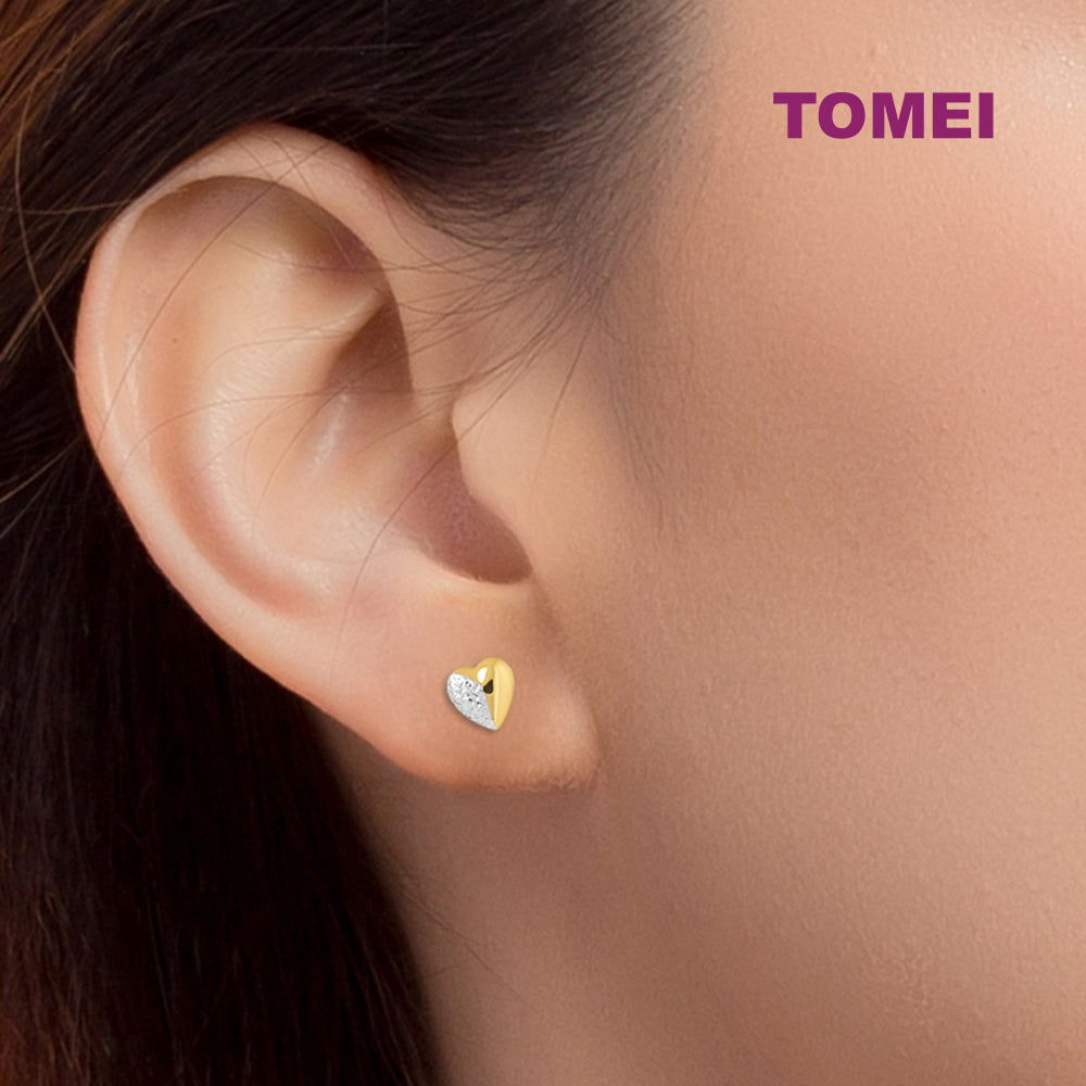 TOMEI Lusso Italia Dual-Tone Full Heart Earrings, Yellow Gold 916