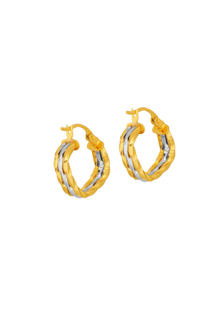 TOMEI Lusso Italia Dual-Tone Hoop Earrings, Yellow Gold 916