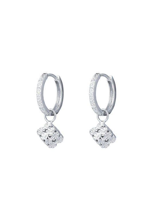 TOMEI Quadrated Luminosity Duo Earrings, White Gold 585