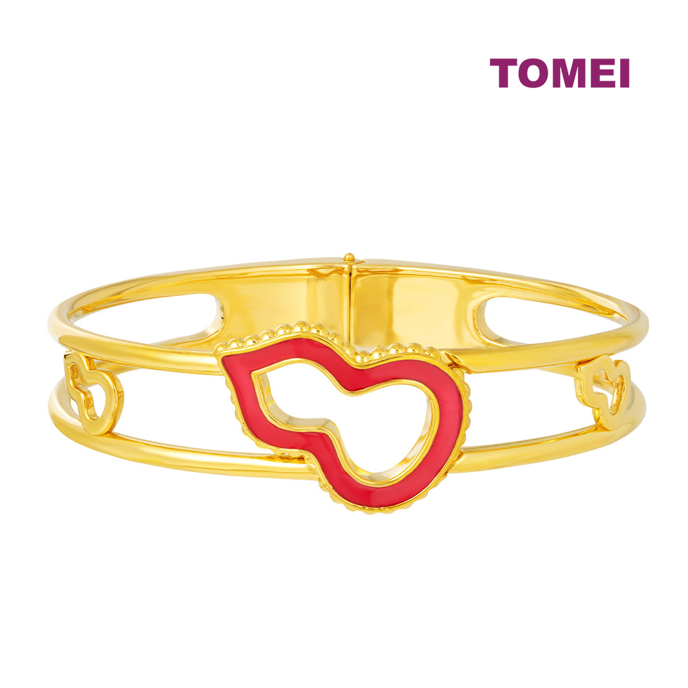 TOMEI Red Hulu Bangle 5D, Yellow Gold 999