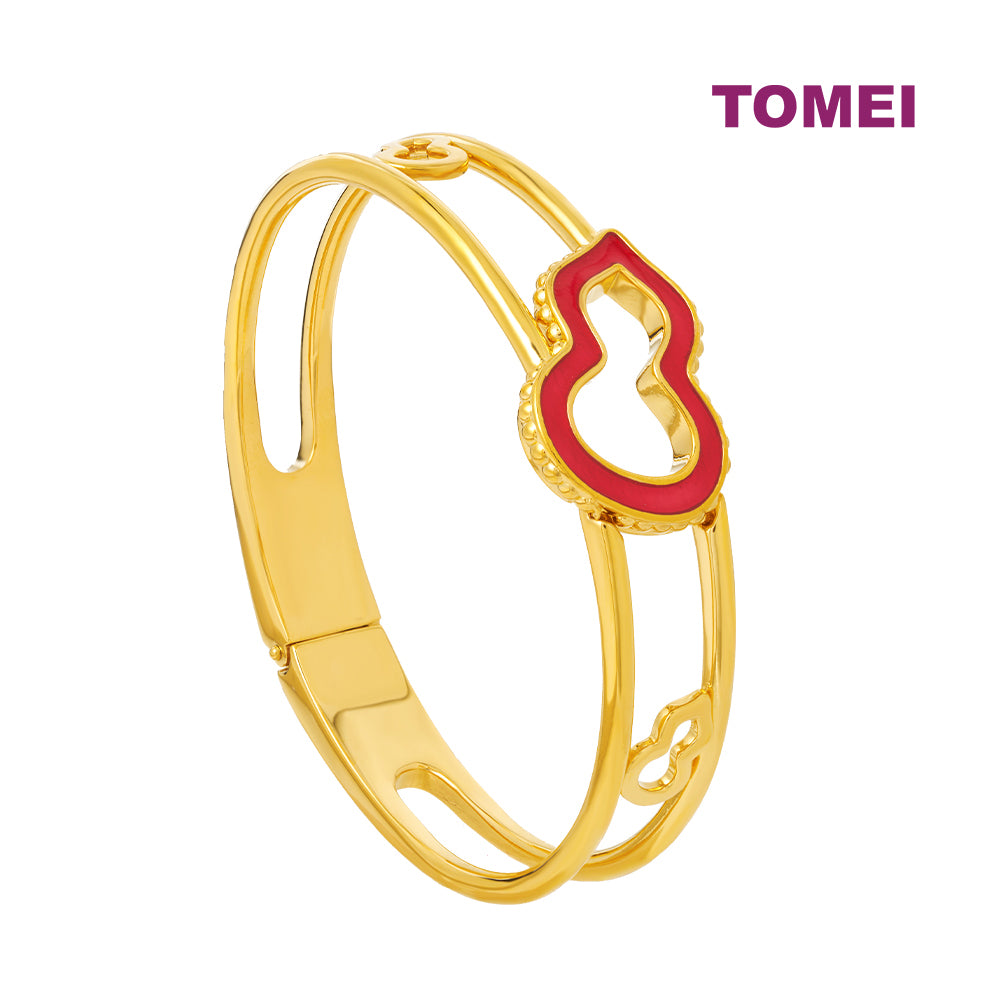TOMEI Red Hulu Bangle 5D, Yellow Gold 999