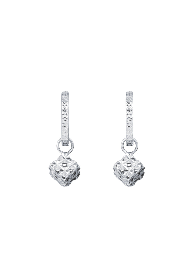 TOMEI Quadrated Luminosity Duo Earrings, White Gold 585