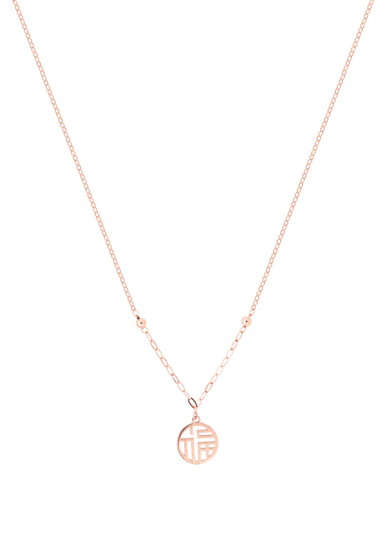 TOMEI Rouge Collection Fu In Circle Necklace, Rose Gold 750