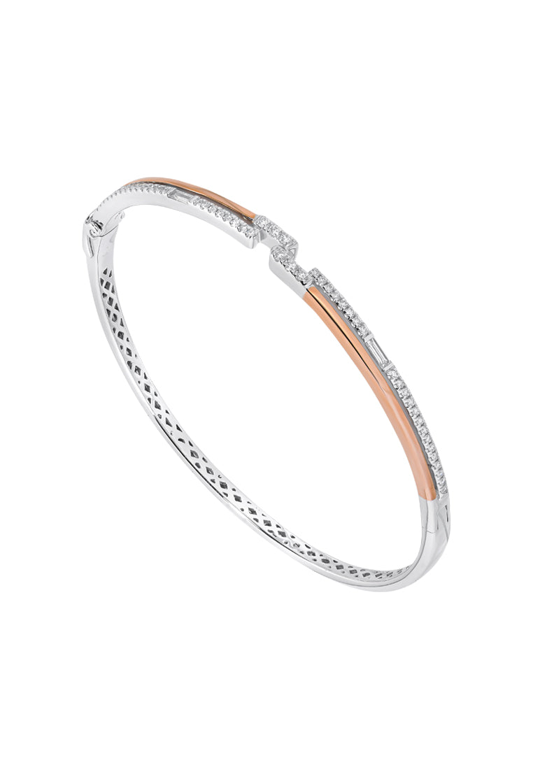 TOMEI Luminous Duet Diamond Bangle, White+Rose Gold 750