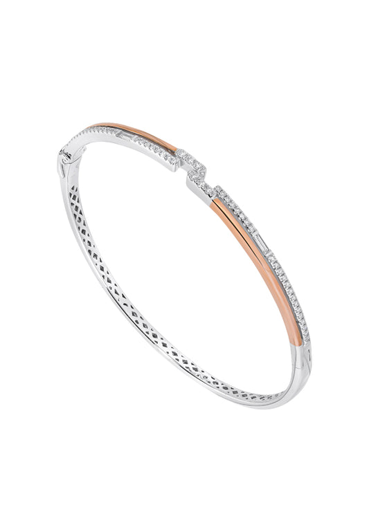TOMEI Luminous Duet Diamond Bangle, White+Rose Gold 750