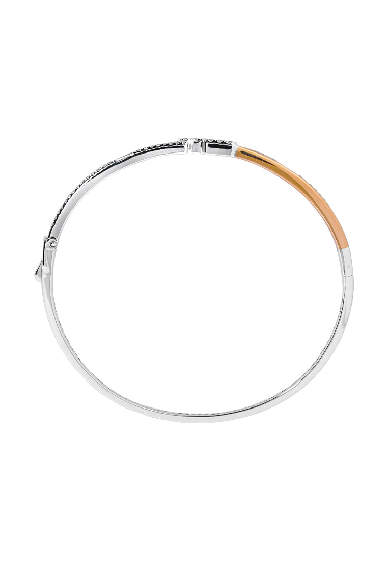 TOMEI Luminous Duet Diamond Bangle, White+Rose Gold 750