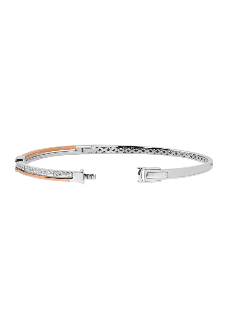 TOMEI Luminous Duet Diamond Bangle, White+Rose Gold 750