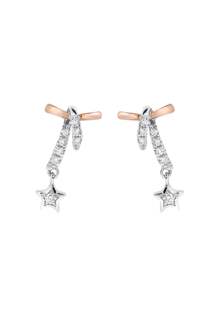 TOMEI Starlight Symphony Diamond Earrings, White+Rose Gold 585