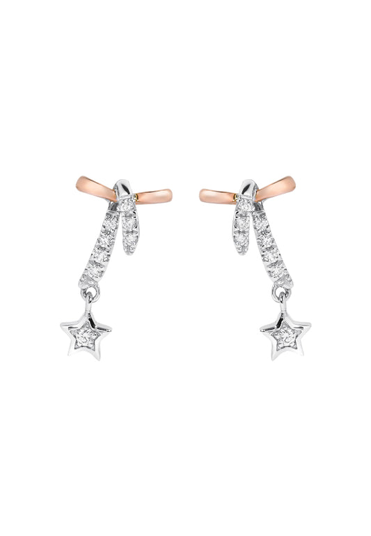 TOMEI Starlight Symphony Diamond Earrings, White+Rose Gold 585