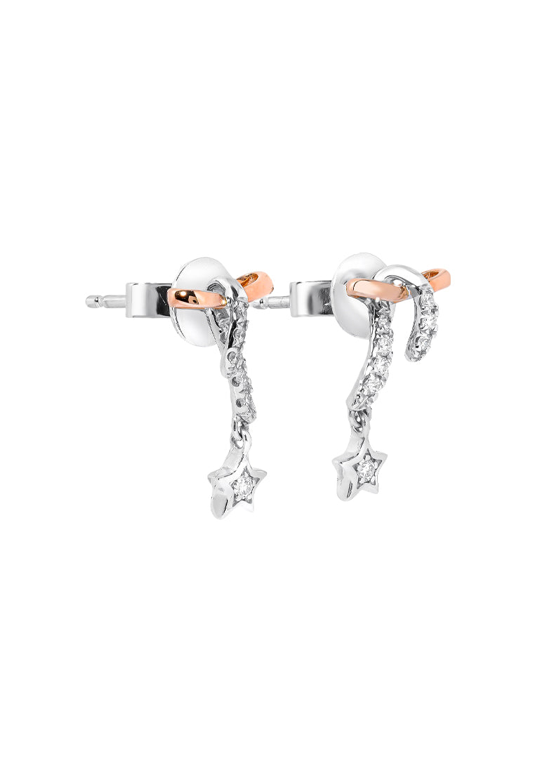 TOMEI Starlight Symphony Diamond Earrings, White+Rose Gold 585