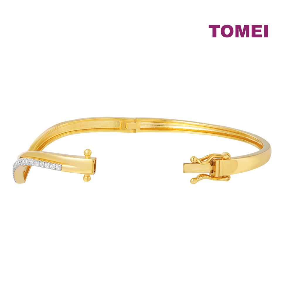 TOMEI Diamond Cut Collection V Trend Bangle, Yellow Gold 916