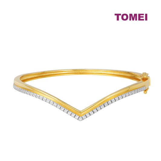 TOMEI Diamond Cut Collection V Trend Bangle, Yellow Gold 916
