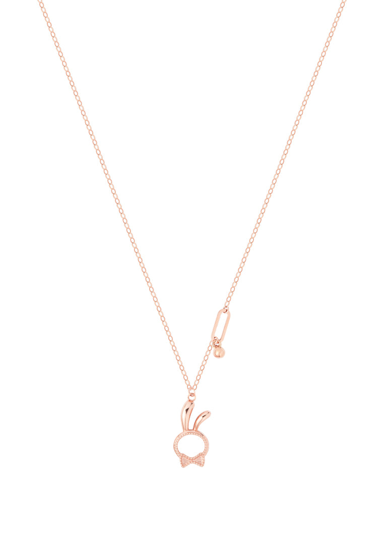 TOMEI Rouge Collection Rabbit With Bow Necklace, Rose Gold 750