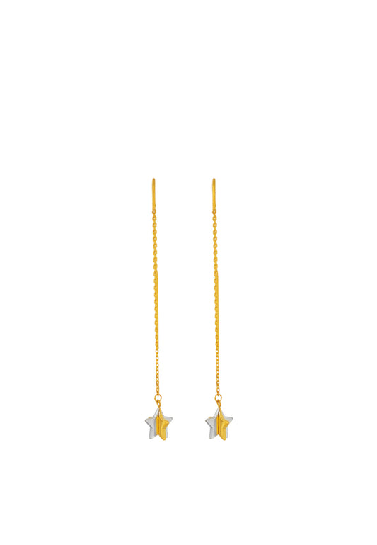 TOMEI Dual-Tone Lusso Italia Twinkly Stars Earrings, Yellow Gold 916