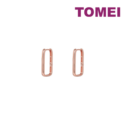 TOMEI Rouge Collection Rectangular Earrings, Rose Gold 750