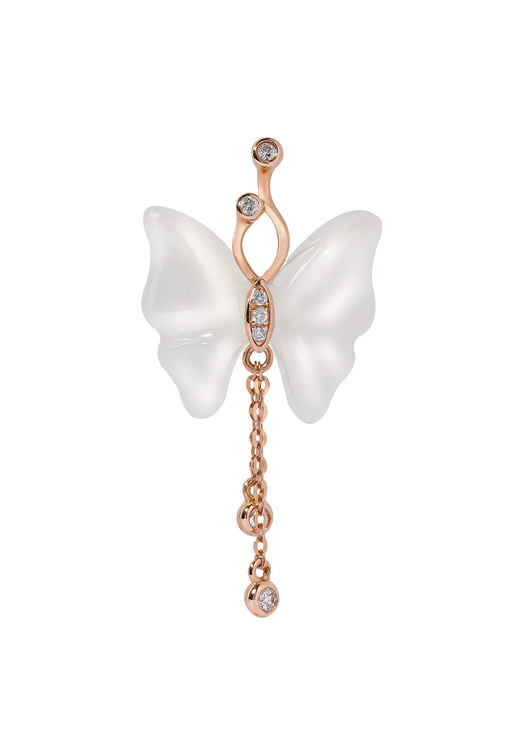 TOMEI Nephrite Collection, Butterfly Necklace Rose Gold 750