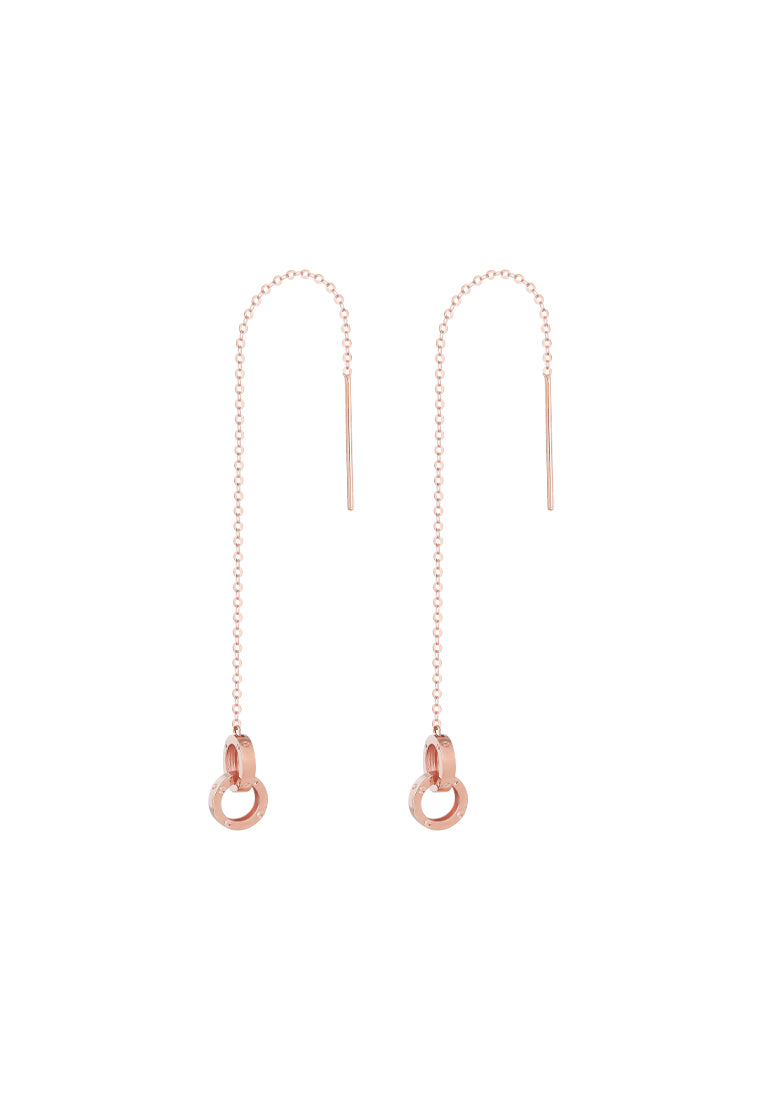 TOMEI Rouge Collection Drop Earrings, Rose Gold 750