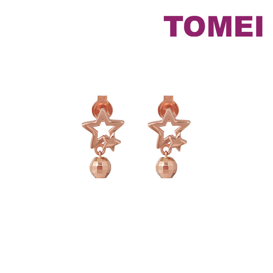 TOMEI Rouge Collection Star Earrings, Rose Gold 750