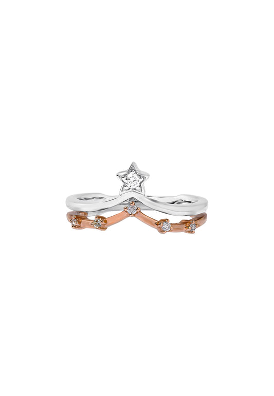 TOMEI Aurora Bloom Diamond Ring, White+Rose Gold 585