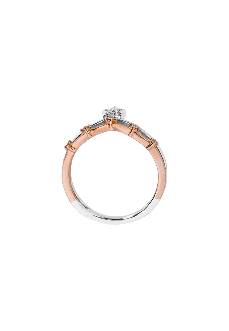 TOMEI Aurora Bloom Diamond Ring, White+Rose Gold 585