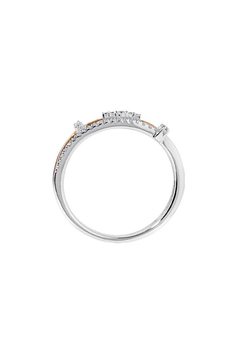 TOMEI Luminous Duet Diamond Ring, White+Rose Gold 750