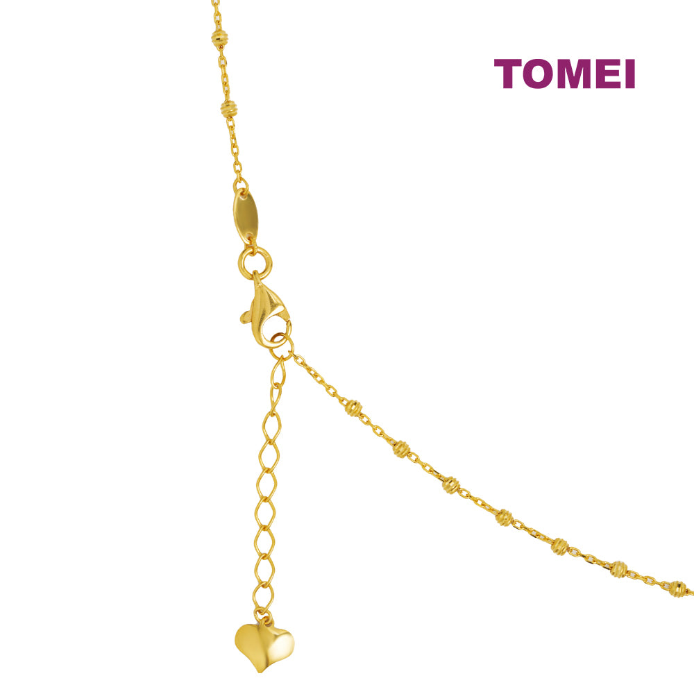 TOMEI Dainty Heart Beads Necklace, Yellow Gold 916