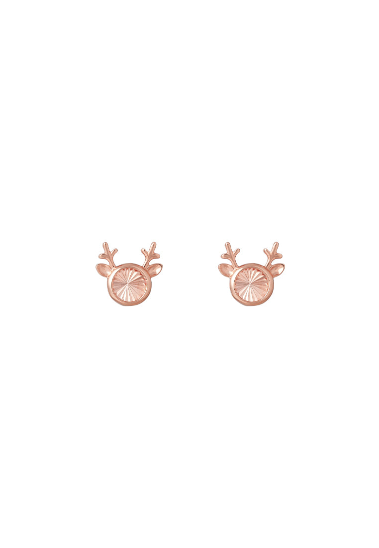 TOMEI Rouge Collection Reindeer Antlers Earrings, Rose Gold 750