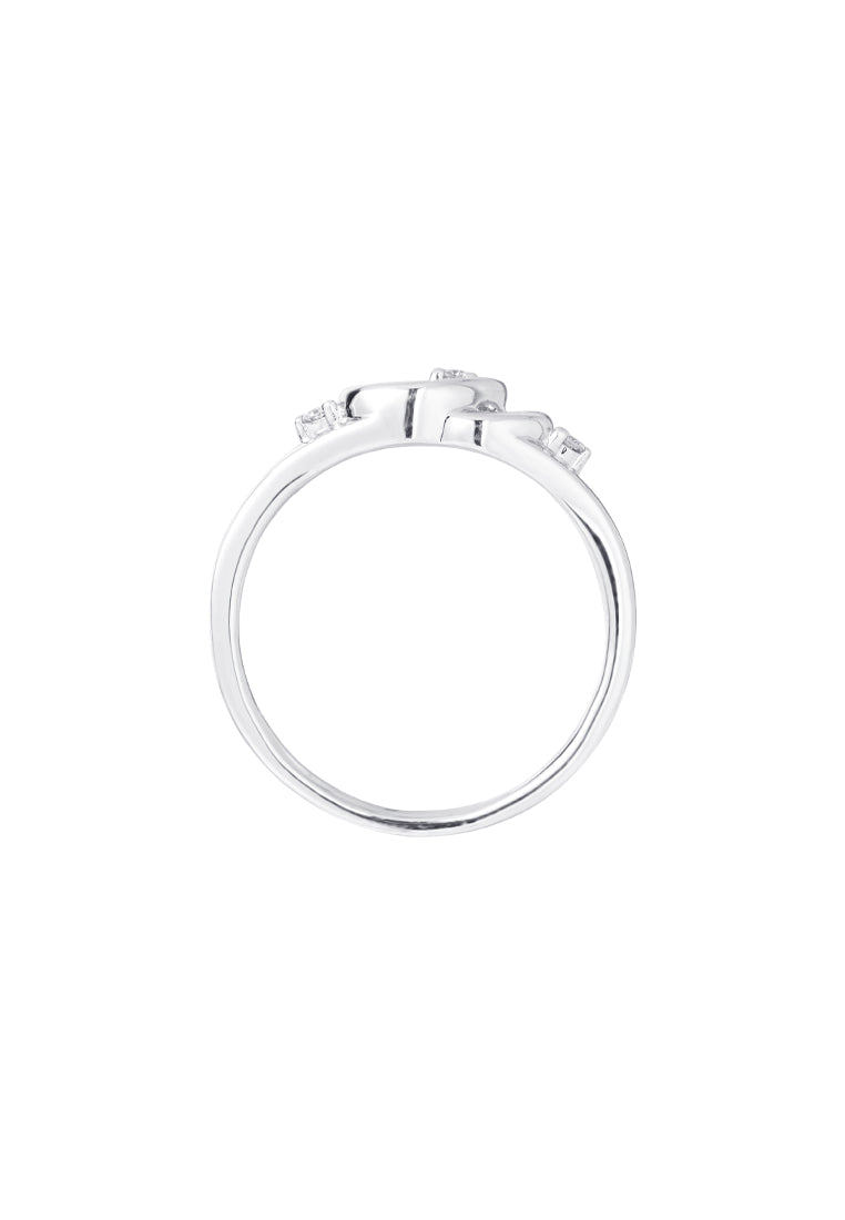TOMEI Minimalist Crown Diamond Ring, White Gold 375