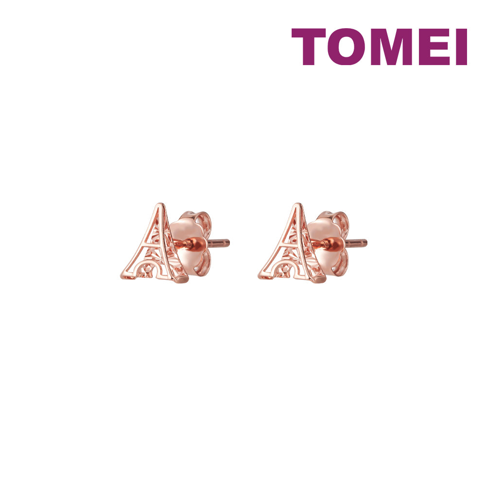 TOMEI Rouge Collection Tower Of Love Earrings, Rose Gold 750