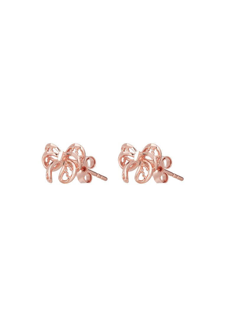 TOMEI Rouge Collection Minimalist Ribbon Earrings, Rose Gold 750
