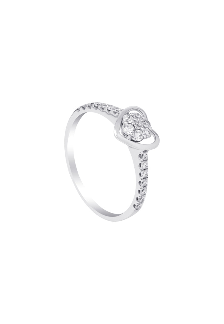 TOMEI Minimalist Heart Diamond Ring, White Gold 375