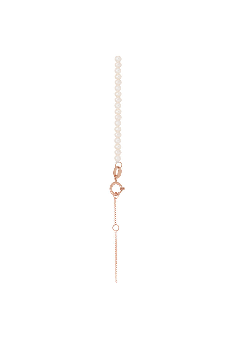 TOMEI Rouge Collection Stylish Pearl Necklace, Rose Gold 750