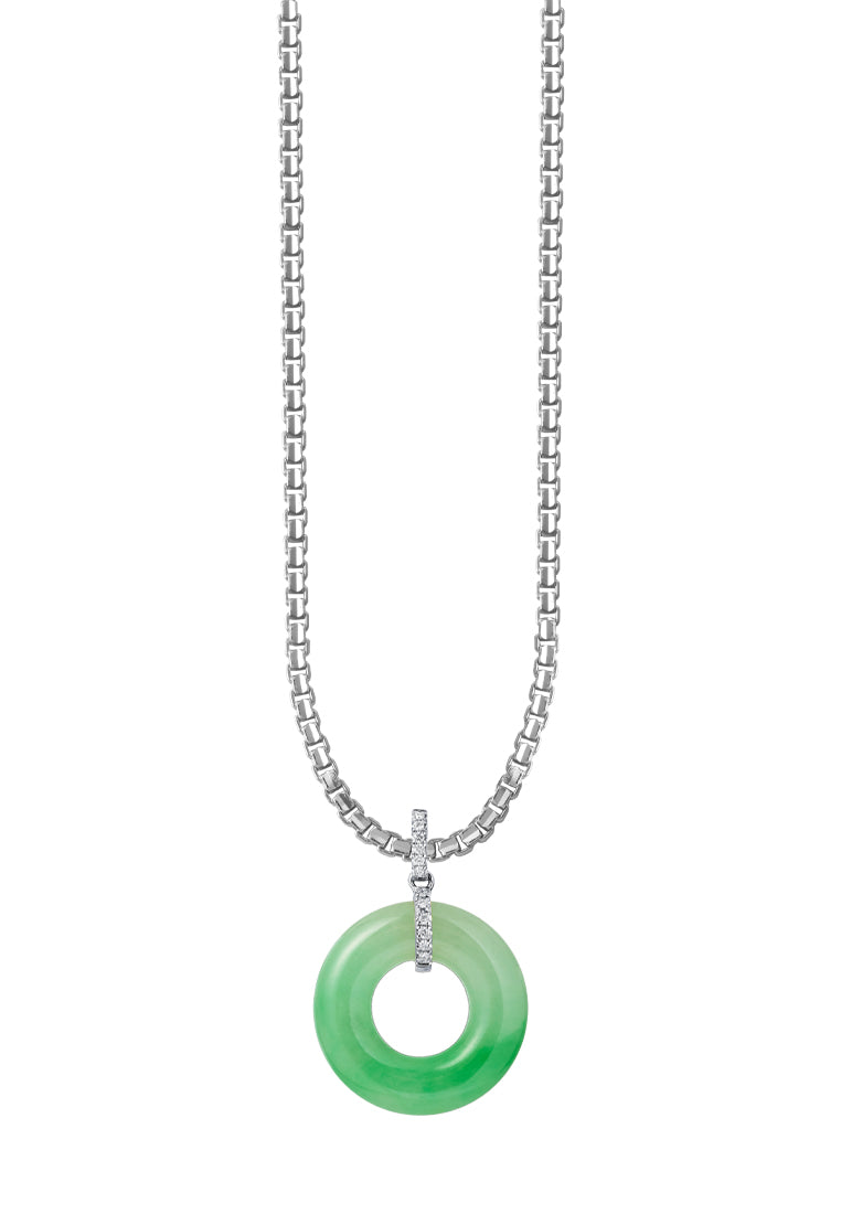 TOMEI Circle Of Happiness Jade Pendant, White Gold 750