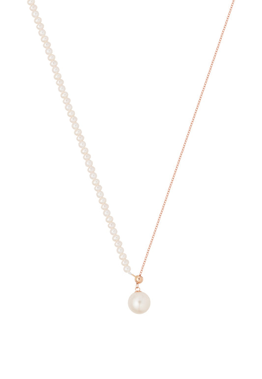 TOMEI Rouge Collection Stylish Pearl Necklace, Rose Gold 750