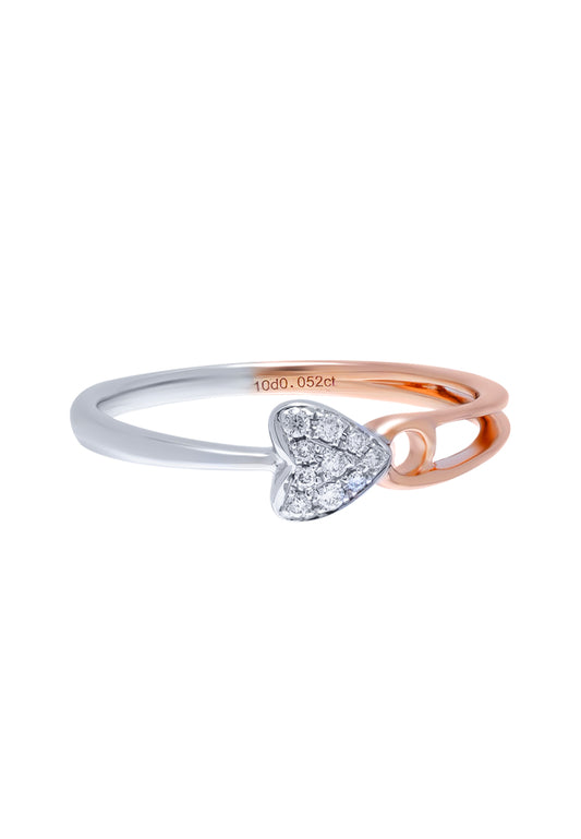 TOMEI Binding With Love Ring, White+Rose Gold 585