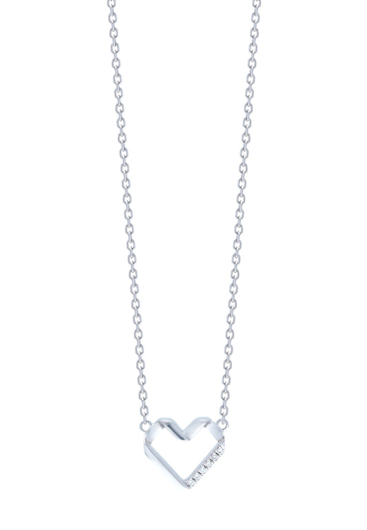 TOMEI Wave-Inspired Heart Shaped Necklace, White Gold 585