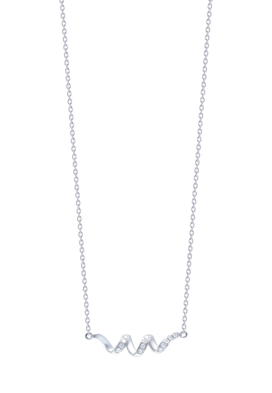 TOMEI Wave-Inspired Necklace, White Gold 585