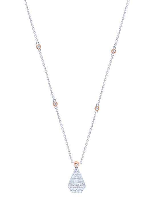 TOMEI Beautious Diamond Necklace, White+Rose Gold 750