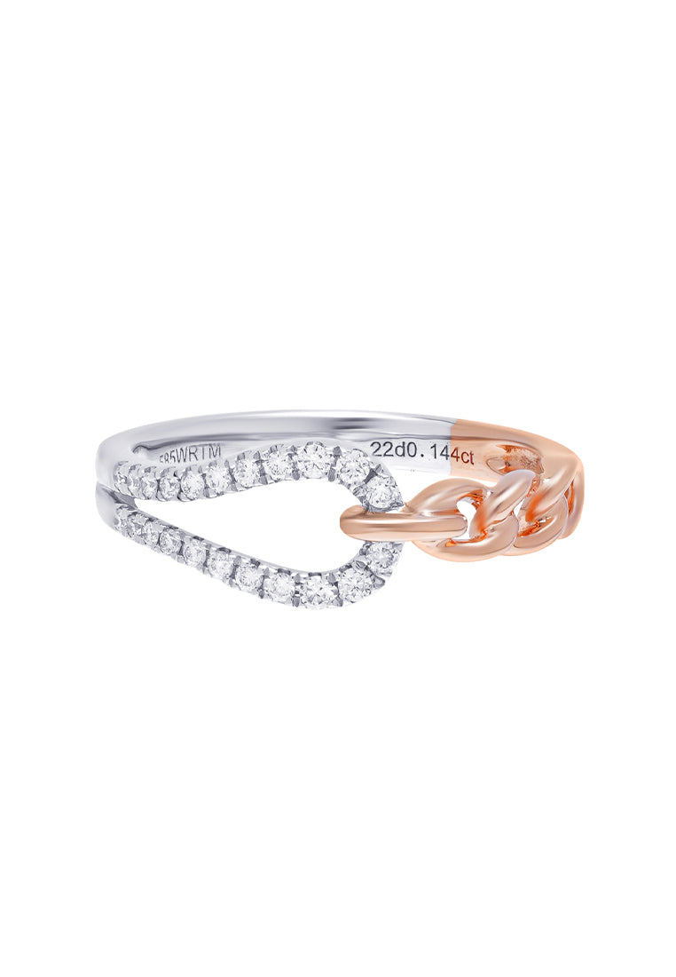 TOMEI Binding With Togetherness Ring, White+Rose Gold 585