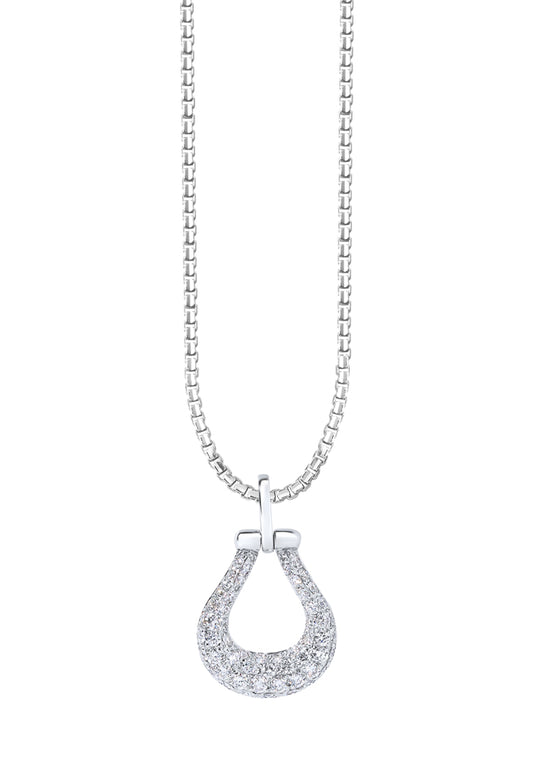 TOMEI Horseshoe Diamond Pendant Set, White Gold 585
