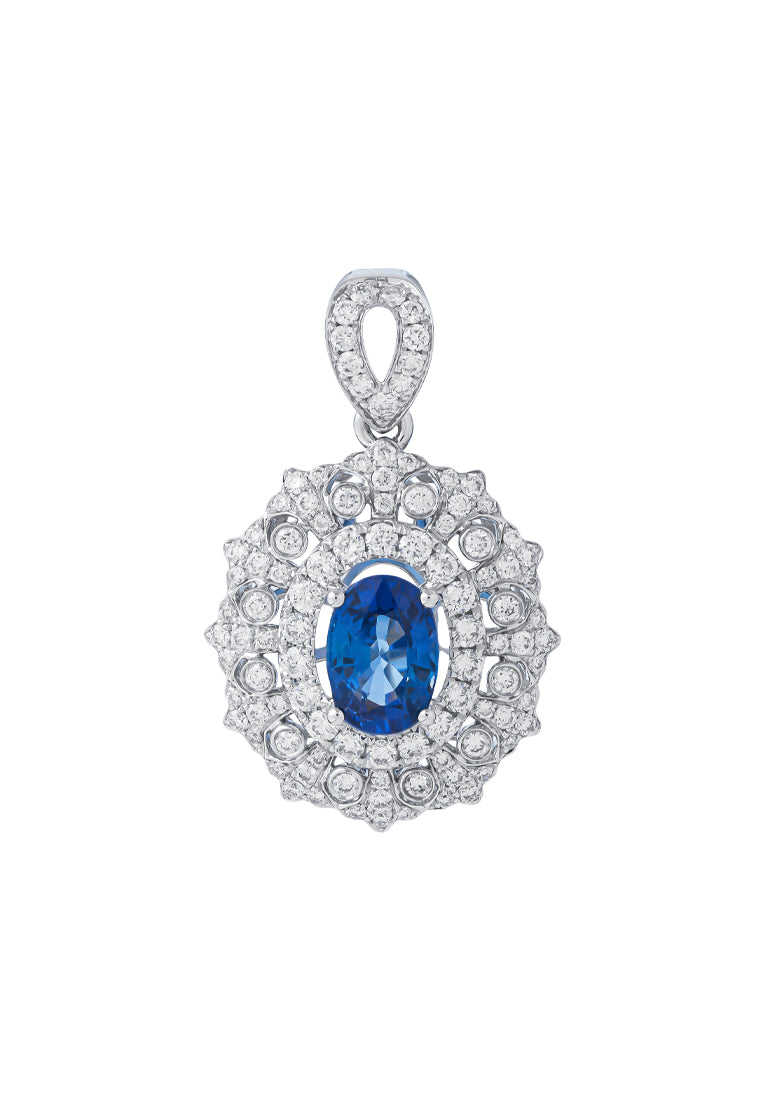 TOMEI Sapphire Diamond Pendant, White Gold 750