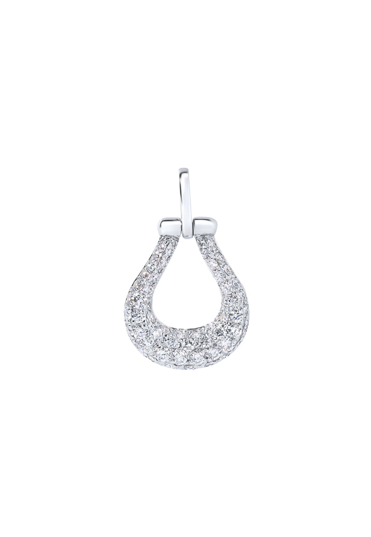 TOMEI Horseshoe Diamond Pendant Set, White Gold 585